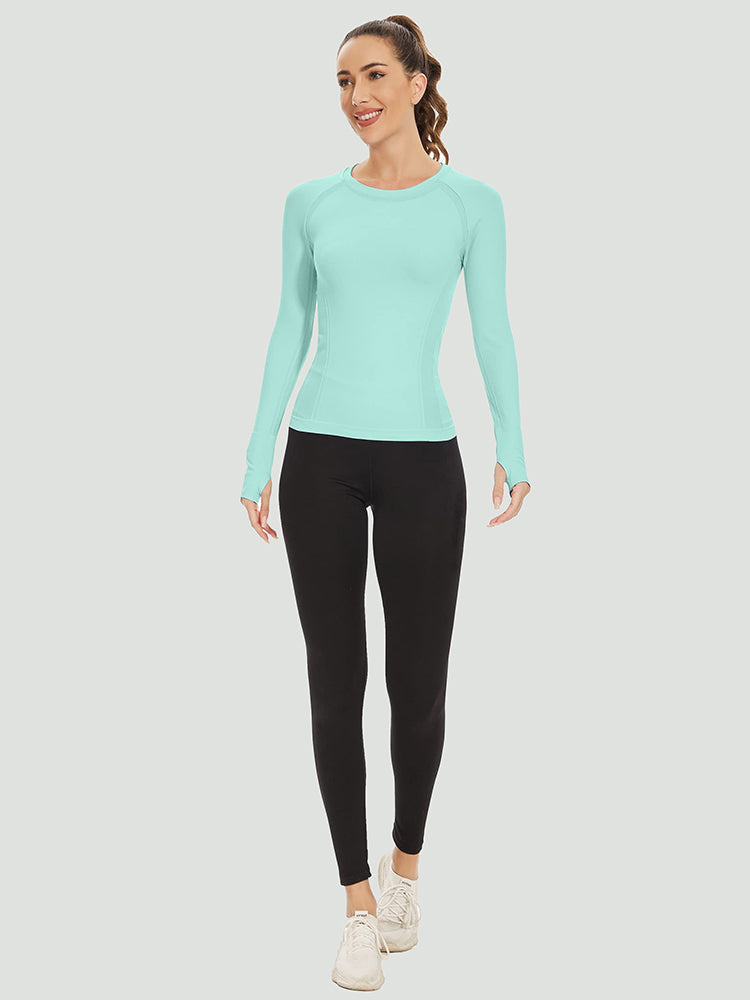 MathCat Quick Dry Gym Athletic Long Sleeve Workout Shirts Mint Green