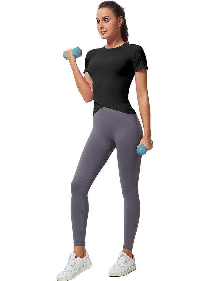 MathCat Slim Cross Hem Compression Workout T-shirt Black