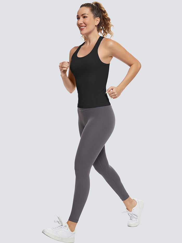 MathCat Women Racerback Seamless Running Tank Tops Workout Tops Black