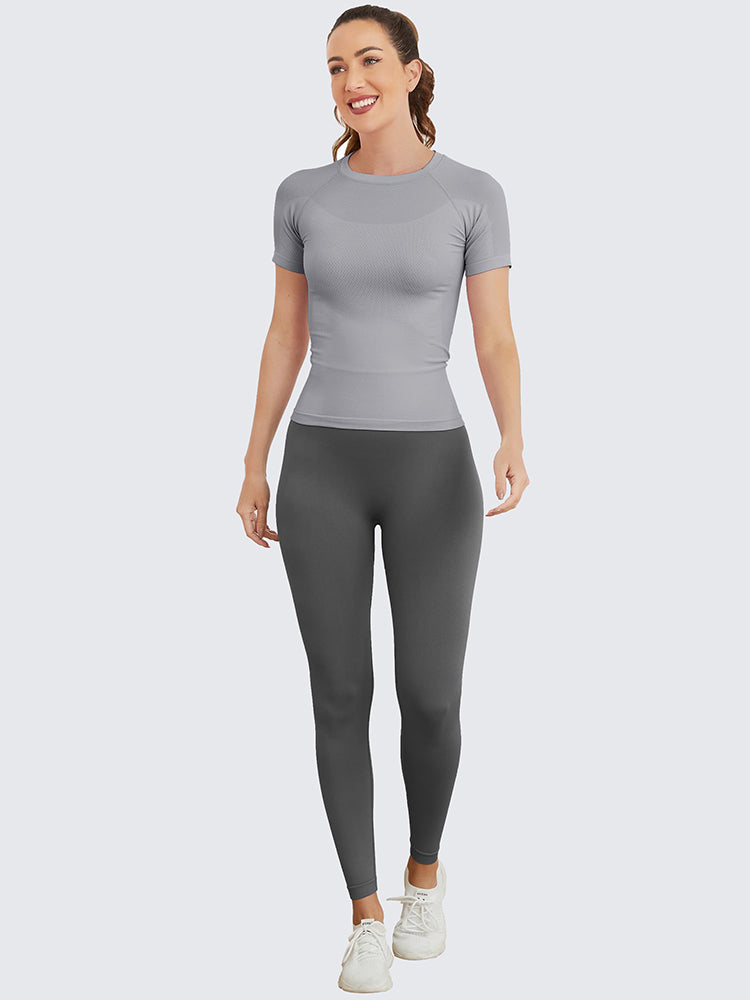 MathCat Seamless Soft Workout Tops T-shirt Grey