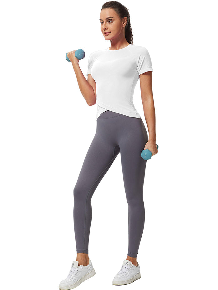 MathCat Slim Cross Hem Compression Workout T-shirt White