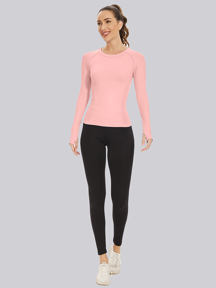 MathCat Quick Dry Gym Athletic Long Sleeve Workout Shirts Pink02
