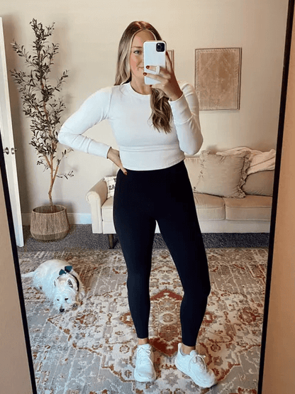 MathCat Breathable Seamless Long Sleeve Workout Shirts Sports Running Yoga Shirt White