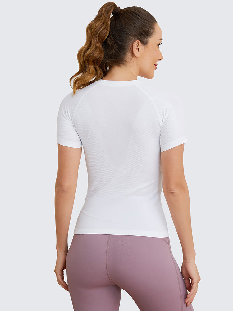 MathCat Yoga Short Sleeve Shirts Soft Seamless Gym T-Shirts Navy