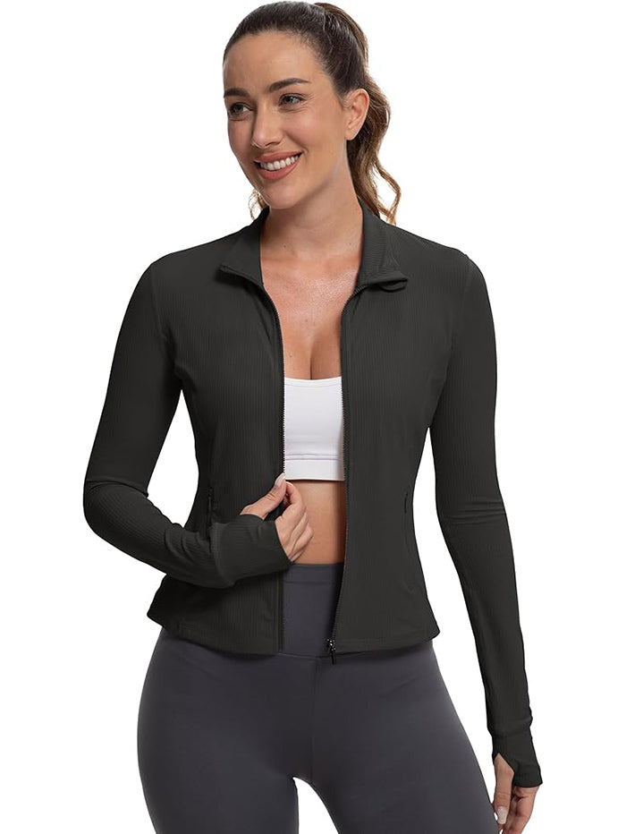MATHCAT Womens Light Jacket for Spring Ribbed Athletic Jacket with Pockets