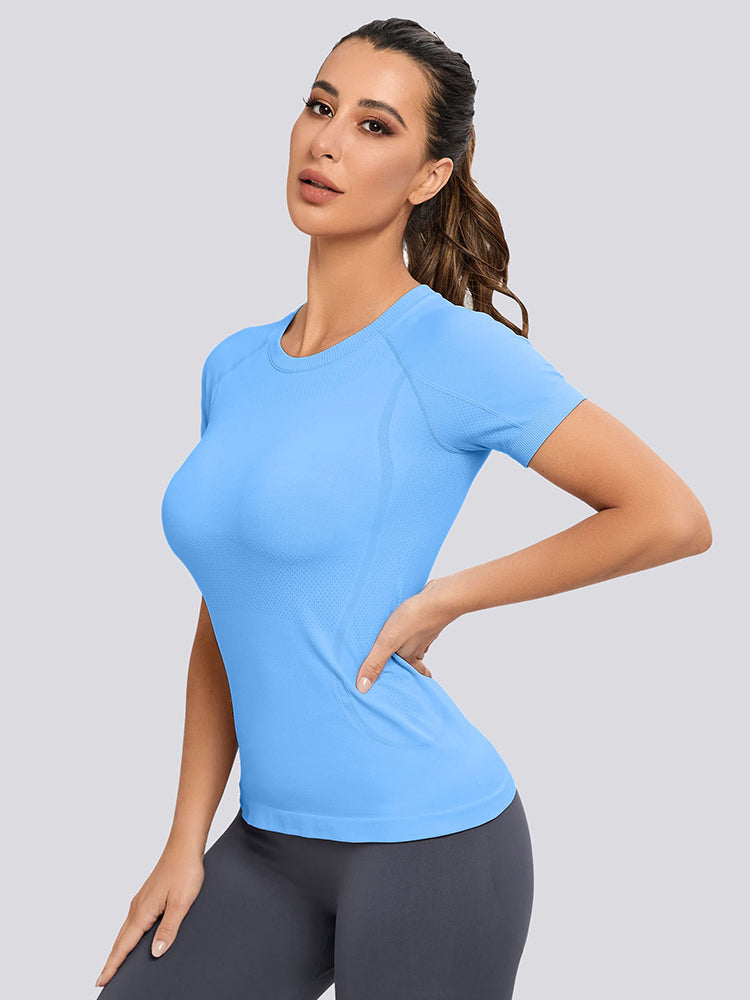 MATHCAT Yoga Short Sleeve Shirts Soft Seamless Gym T-Shirts