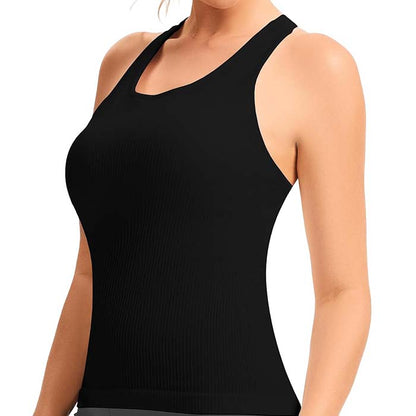 MathCat Seamless Workout Tops for Women with Built in Bra Athletic Tank Tops Yoga Runnning Workout Shirts Slim Fit