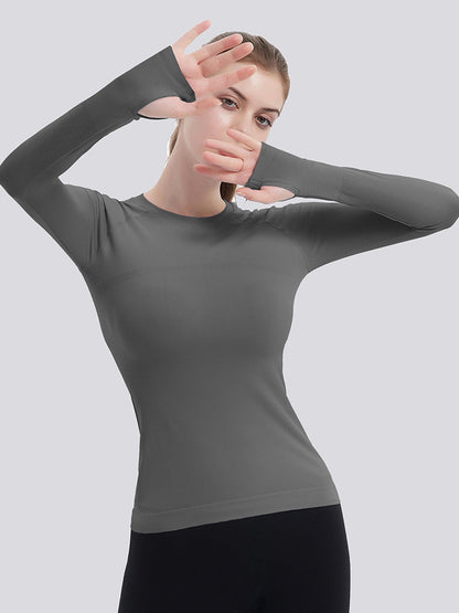 MathCat Athletic Long Sleeve Workout Shirts Grey