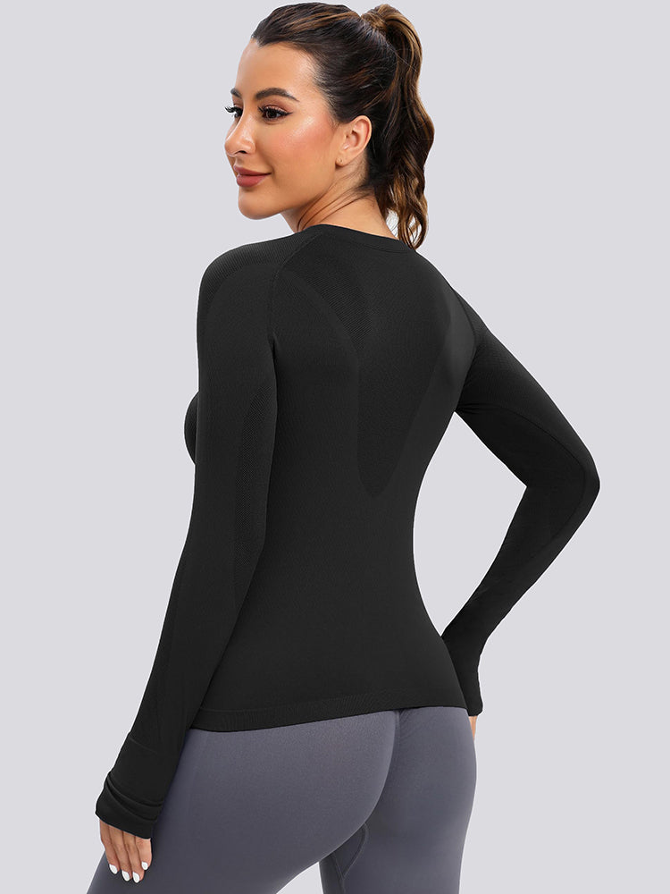  MathCat Long Sleeve Workout Shirts for Women Breathable  Athletic Tops Gym Shirts Yoga Running Workout Tops for Women Slim Fit(X- Small,Y Black) : Clothing, Shoes & Jewelry