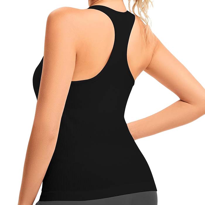 MathCat Seamless Workout Tops for Women with Built in Bra Athletic Tank Tops Yoga Runnning Workout Shirts Slim Fit