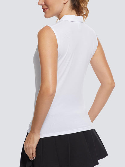 MathCat Women's Polo Tank Tops UPF 50+ Quick Dry Lightweight Athletic Golf Tank Top White