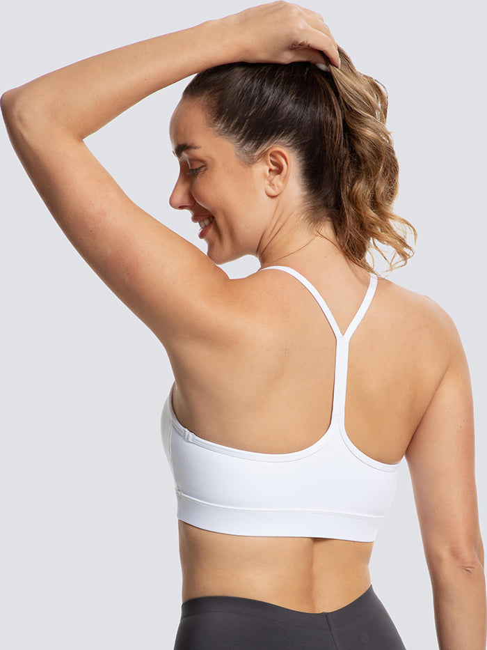 MathCat Women Spaghetti Thin Strap Padded Racerback Sport Bra Running Tank Top White