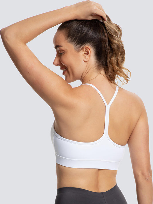 MathCat Women Spaghetti Thin Strap Padded Racerback Sport Bra Running Tank Top White