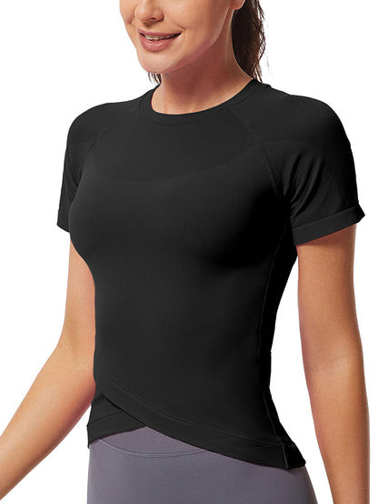 MATHCAT Slim Cross Hem Compression Workout T-shirt