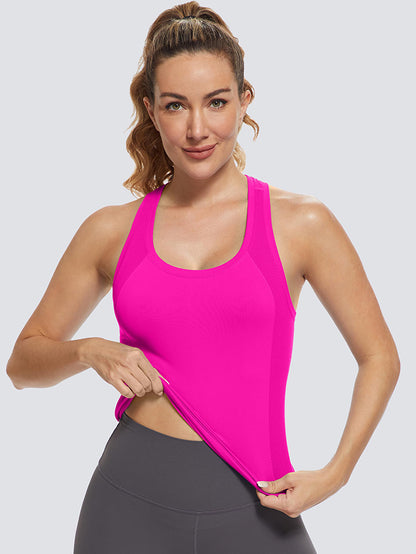 MathCat Women Racerback Seamless Running Tank Tops Workout Tops Hot Pink