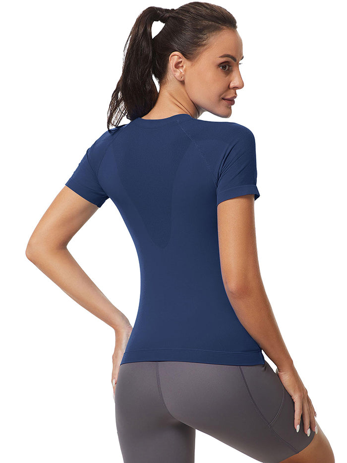 MathCat Slim Cross Hem Compression Workout T-shirt Navy