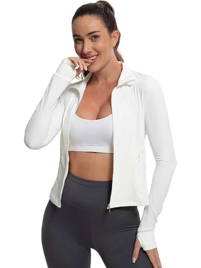 MATHCAT Womens Light Jacket for Spring Ribbed Athletic Jacket with Pockets
