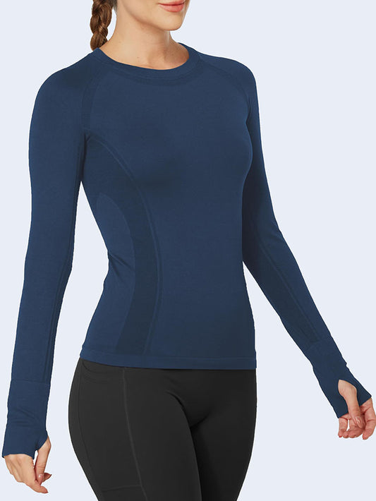 MATHCAT Women Long Sleeve Running Shirt Breathable Quick Dry High Stretch Athletic Workout Shirts