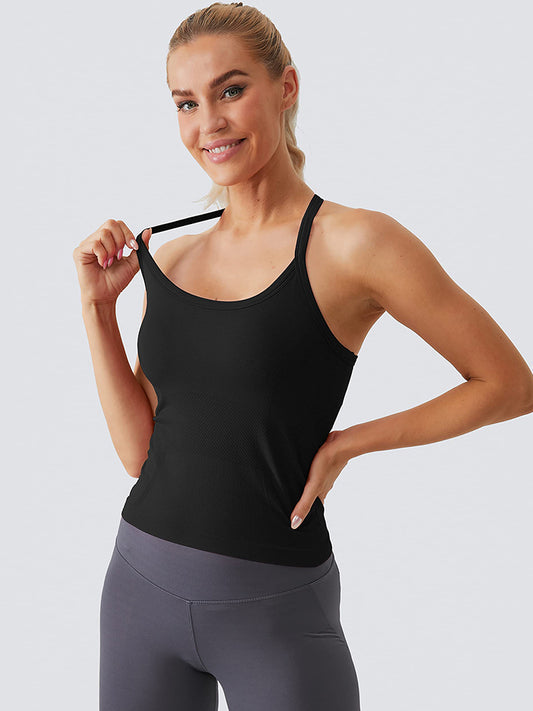 MATHCAT Women Seamless Racerback Athletic Running tank-Gym Tank With Built in Bra-Suitable for Yoga, Gym,Pilates
