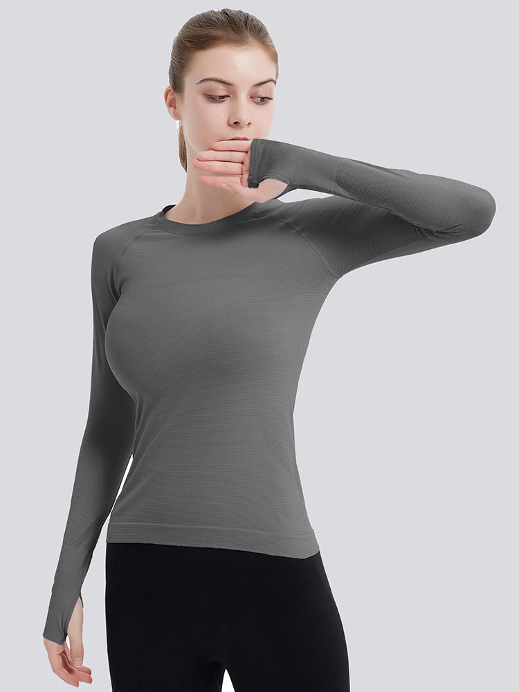 MathCat Athletic Long Sleeve Workout Shirts Grey