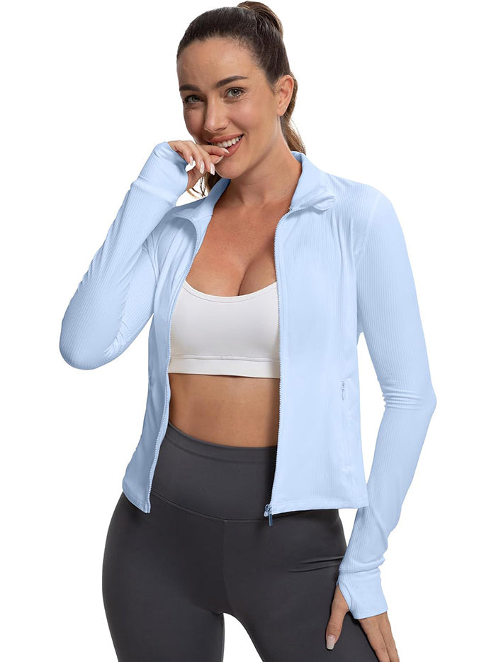 MATHCAT Womens Light Jacket for Spring Ribbed Athletic Jacket with Pockets