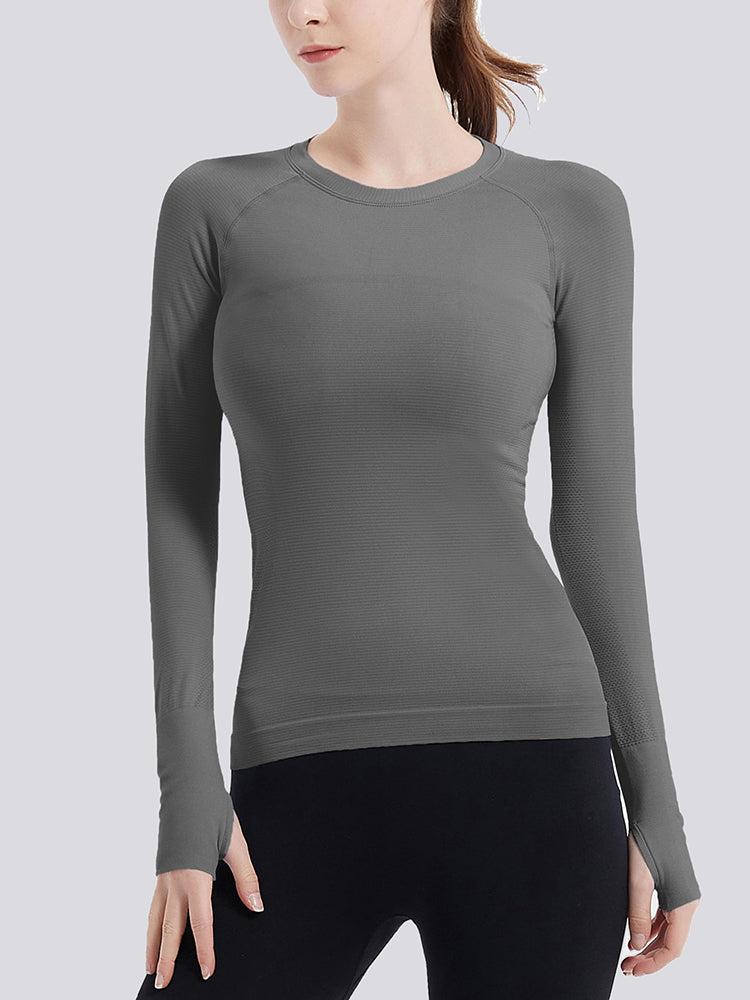 MathCat Athletic Long Sleeve Workout Shirts Grey