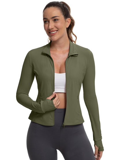 MATHCAT Womens Light Jacket for Spring Ribbed Athletic Jacket with Pockets