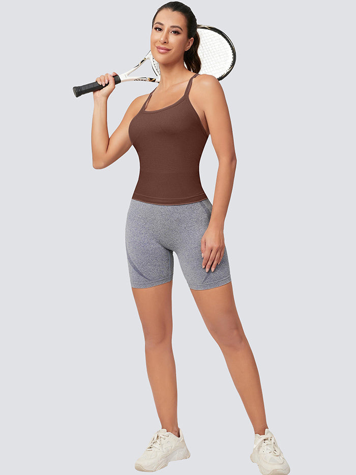 MATHCAT Women Seamless Racerback Athletic Running tank-Gym Tank With Built in Bra-Suitable for Yoga, Gym,Pilates