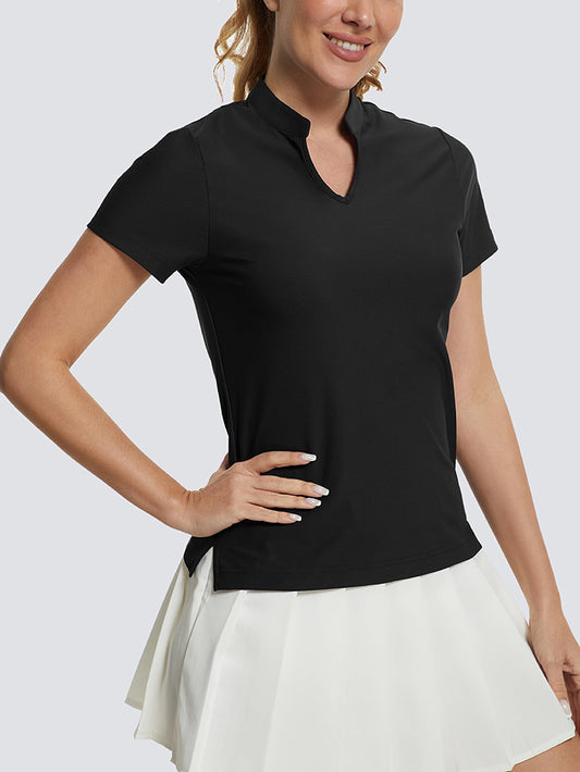 MathCat Women's V-Neck Quick Dry Golf Casual T-Shirt Black