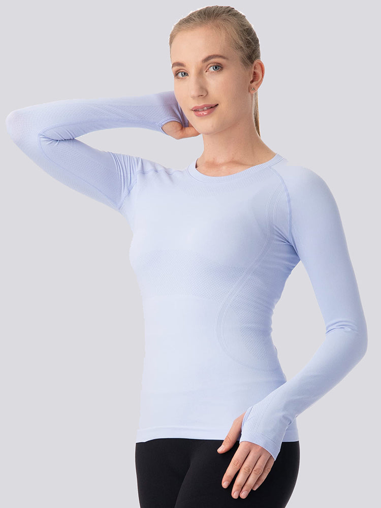 MATHCAT Women Seamless Workout Shirts-Quick Dry Gym Shirt Long Sleeve Running Outfit for Traning,Yoga and Pilates