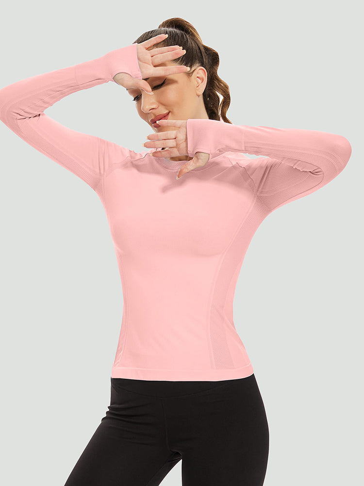 MathCat Quick Dry Gym Athletic Long Sleeve Workout Shirts Pink02