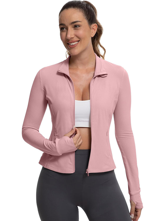 MATHCAT Womens Light Jacket for Spring Ribbed Athletic Jacket with Pockets