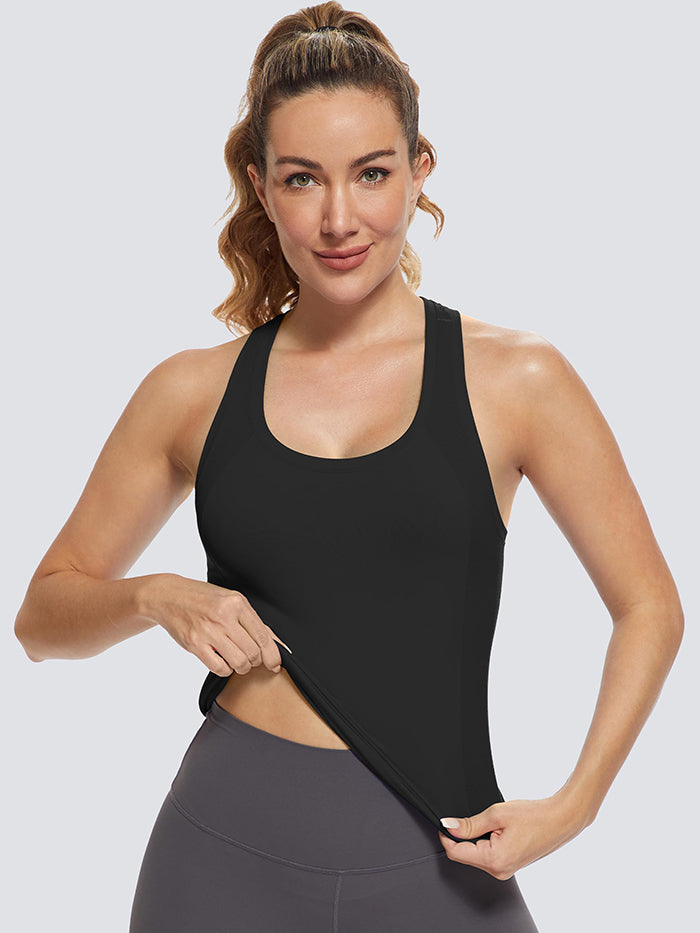 MathCat Women Racerback Seamless Running Tank Tops Workout Tops Black