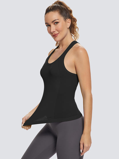 MathCat Women Racerback Seamless Running Tank Tops Workout Tops Black