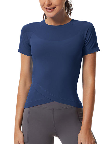 MATHCAT Slim Cross Hem Compression Workout T-shirt