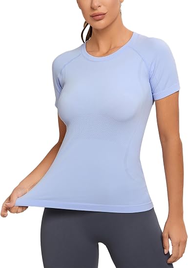 MATHCAT Yoga Short Sleeve Shirts Soft Seamless Gym T-Shirts