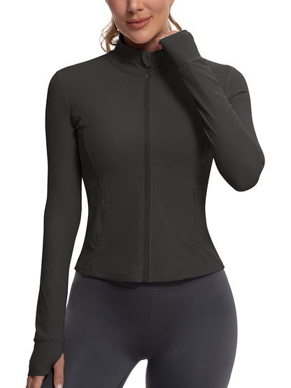 MATHCAT Womens Light Jacket for Spring Ribbed Athletic Jacket with Pockets