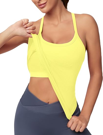 MATHCAT Women Seamless Racerback Athletic Running tank-Gym Tank With Built in Bra-Suitable for Yoga, Gym,Pilates