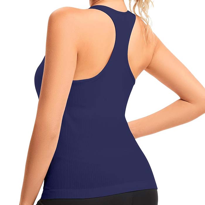 MathCat Seamless Workout Tops for Women with Built in Bra Athletic Tank Tops Yoga Runnning Workout Shirts Slim Fit