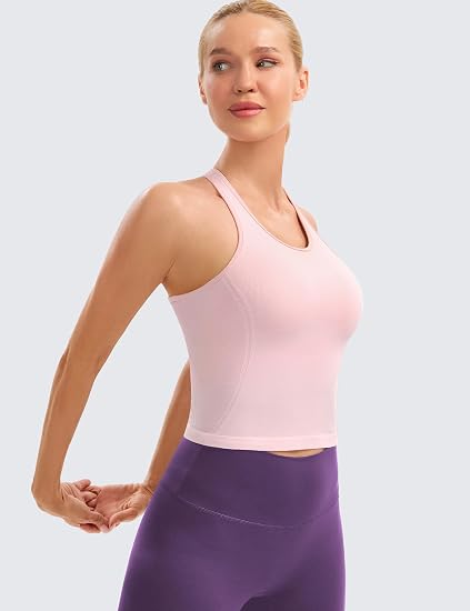 MathCat Longline Sports Bra for Women,Cropped Racerback Workout Tank Tops with Padded,Yoga Sports Bra with Mesh Ventilation