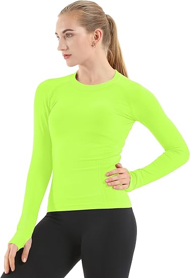 MATHCAT Women Seamless Workout Shirts-Quick Dry Gym Shirt Long Sleeve Running Outfit for Traning,Yoga and Pilates