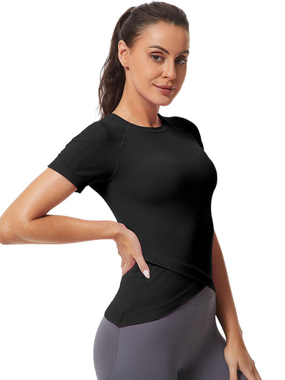 MathCat Slim Cross Hem Compression Workout T-shirt Black