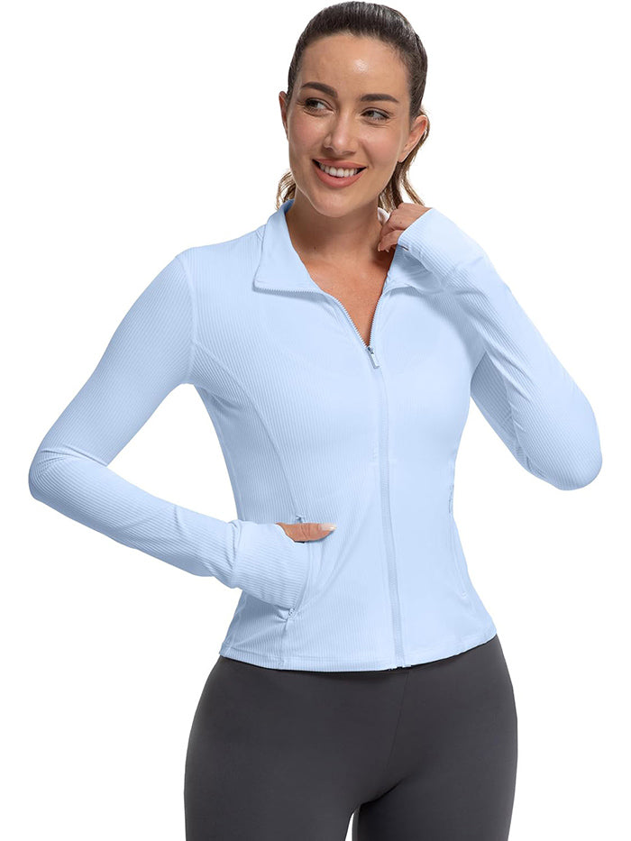 MATHCAT Womens Light Jacket for Spring Ribbed Athletic Jacket with Pockets