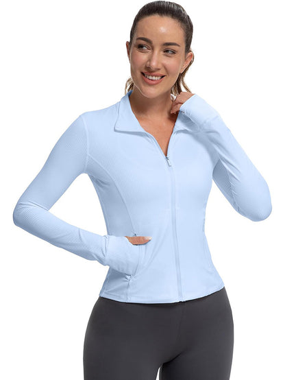 MATHCAT Womens Light Jacket for Spring Ribbed Athletic Jacket with Pockets