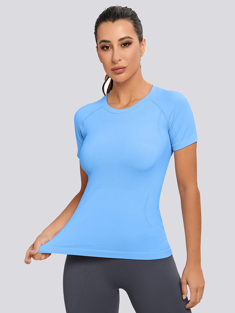 MATHCAT Yoga Short Sleeve Shirts Soft Seamless Gym T-Shirts