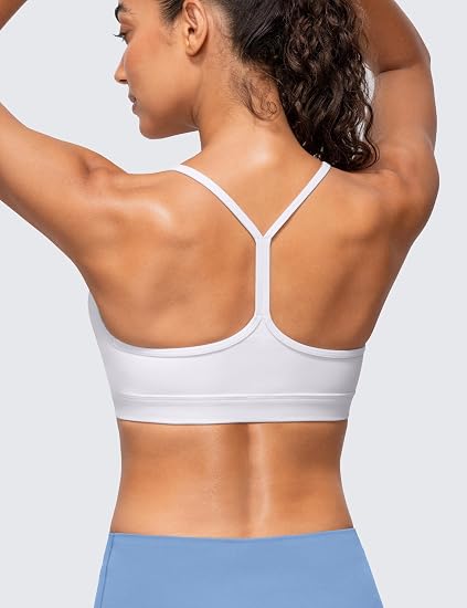 MATHCAT Women's Y Back Sports Bra V Neck Thin Straps Yoga Top | Light Support, Removable Pads, Yoga, Extremely Soft, Wireless Camisole, Spaghetti Strap, for Lounging, Pilates