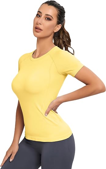 MATHCAT Yoga Short Sleeve Shirts Soft Seamless Gym T-Shirts