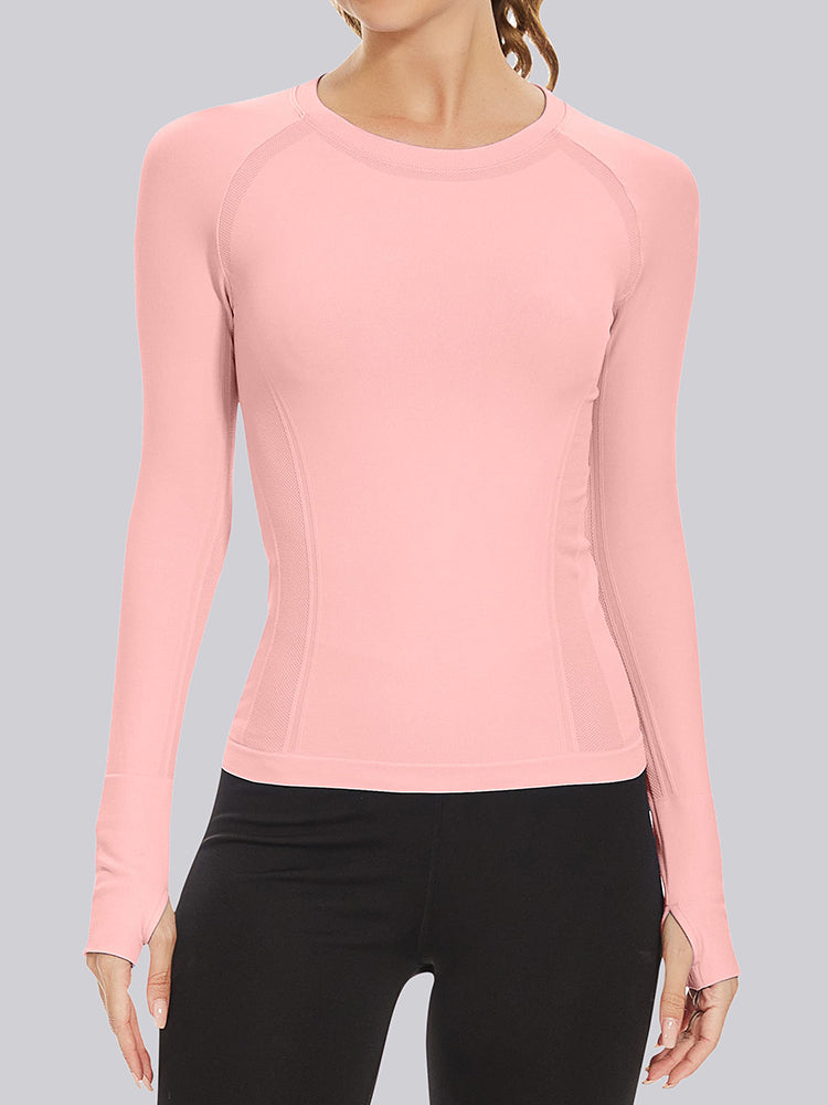 MathCat Quick Dry Gym Athletic Long Sleeve Workout Shirts Pink02