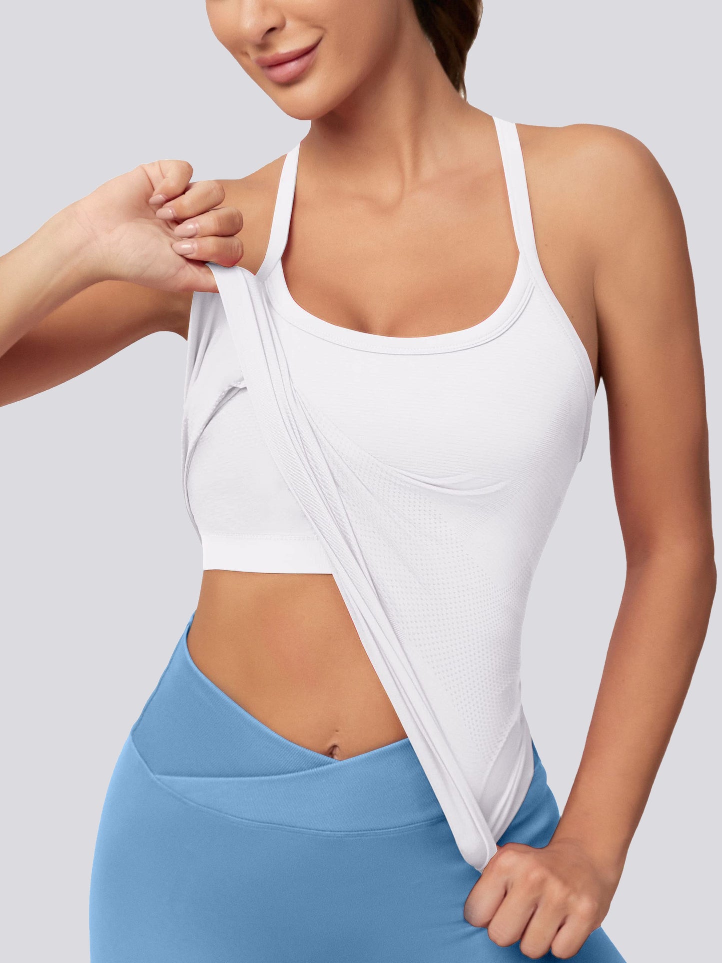 MATHCAT Women Seamless Racerback Athletic Running tank-Gym Tank With Built in Bra-Suitable for Yoga, Gym,Pilates