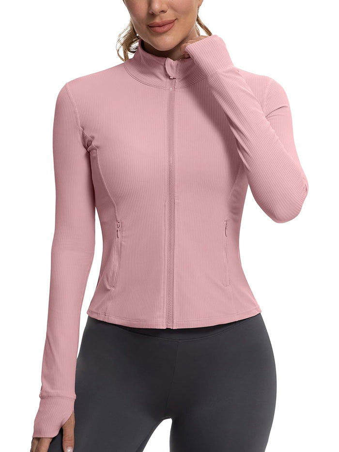 MATHCAT Womens Light Jacket for Spring Ribbed Athletic Jacket with Pockets